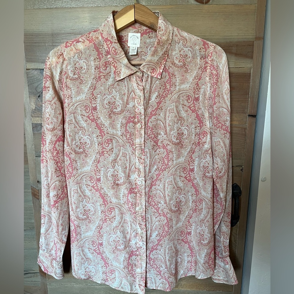 J. Crew - The Perfect Shirt in pale pink blush & cream Paisley
